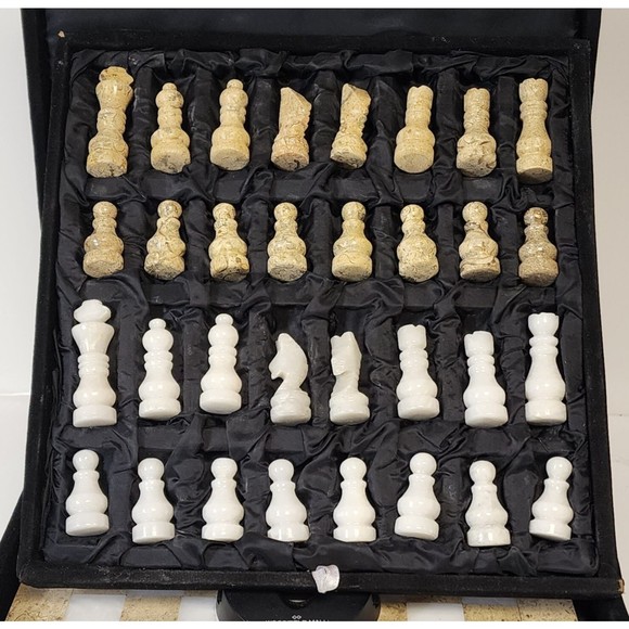 Handmade Chess Pieces Marble Chess pieces Only Chess Pieces Storage Coral/White - Picture 5 of 5